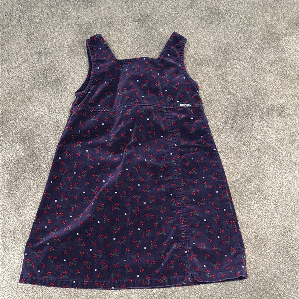vintage OKB Navy Dress with Red Floral Print